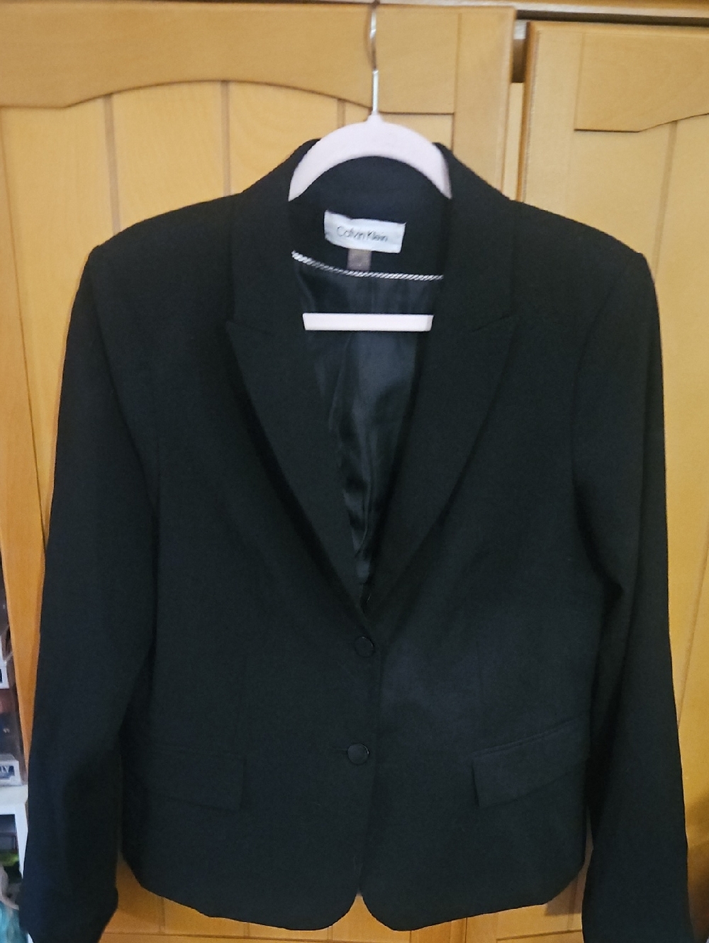 Calvin Klein Black Women's Double-Button Tailored Blazer